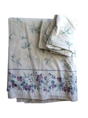 Vintage Thomaston Full Double Flat & Fitted Sheet Set Floral No Iron Percale USA